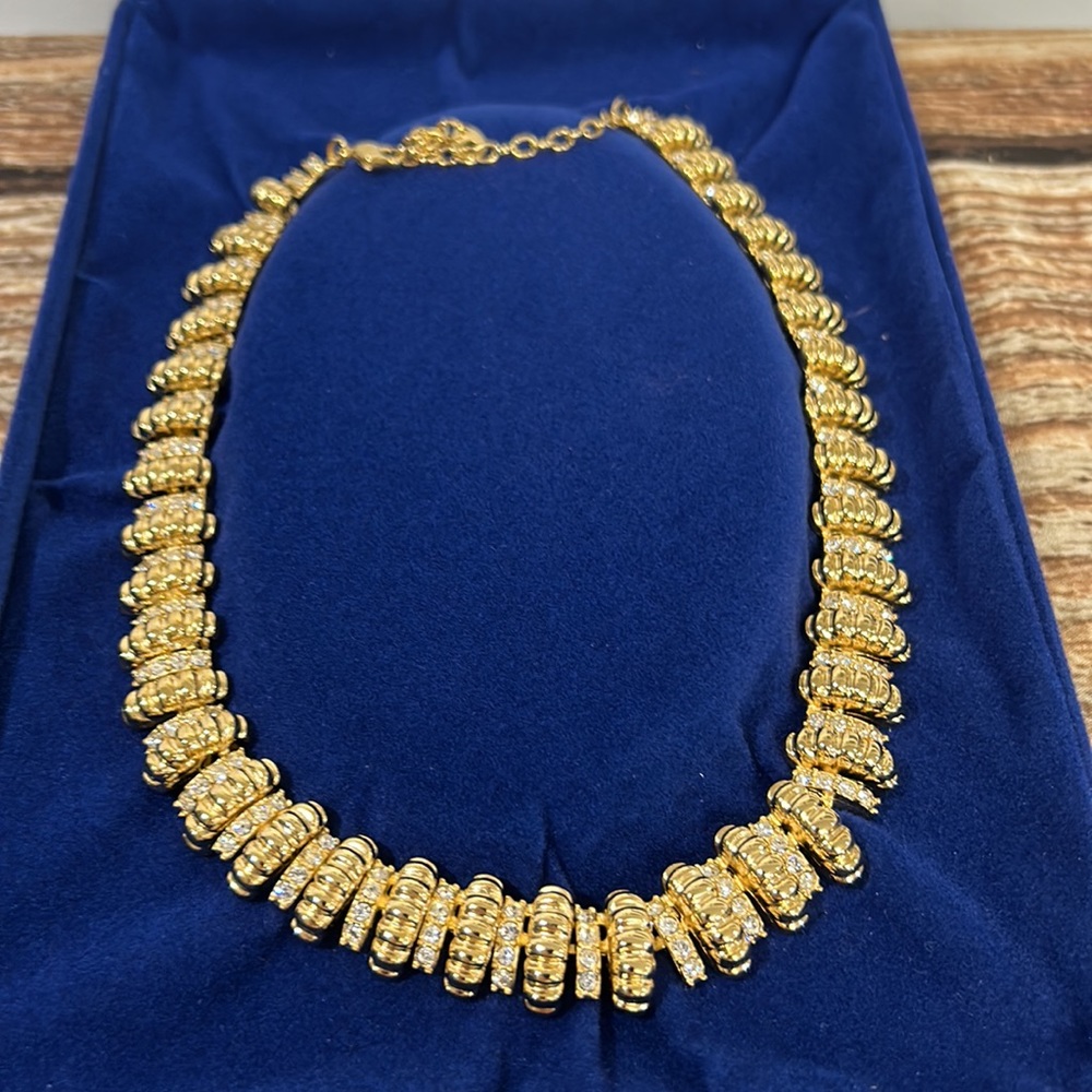 JBK12 Vintage Gold & Swarovski Crystal Necklace, JBK, Camrose & Kross, 16" + 3"